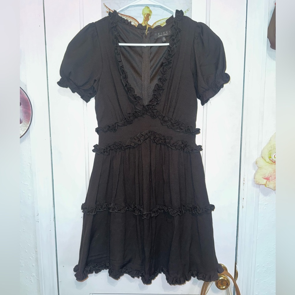 Trixxi Black Ruffle Mini Dress